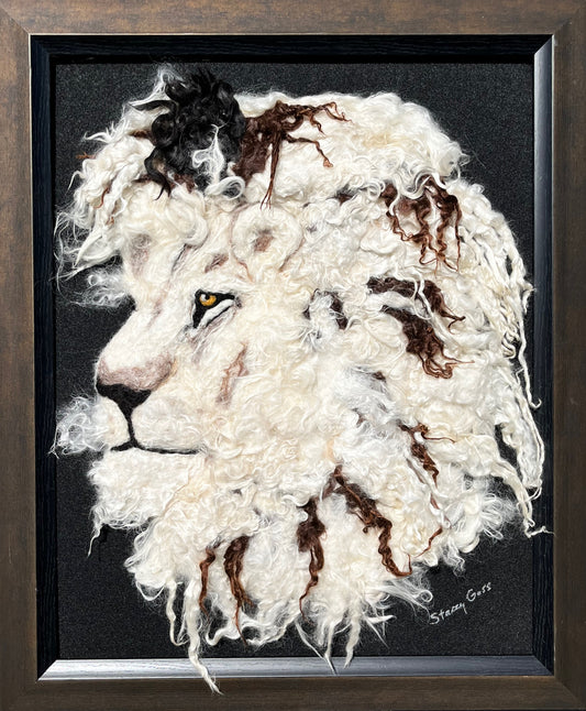 FP7 Felted Lion Portrait (16x20) Beige w/Brown Side