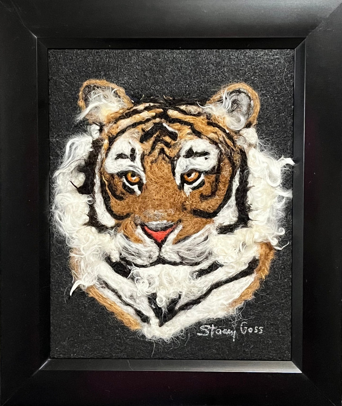 FP112 Felted Tiger Portrait (10x12) | Suri Alpaca Fiber Art