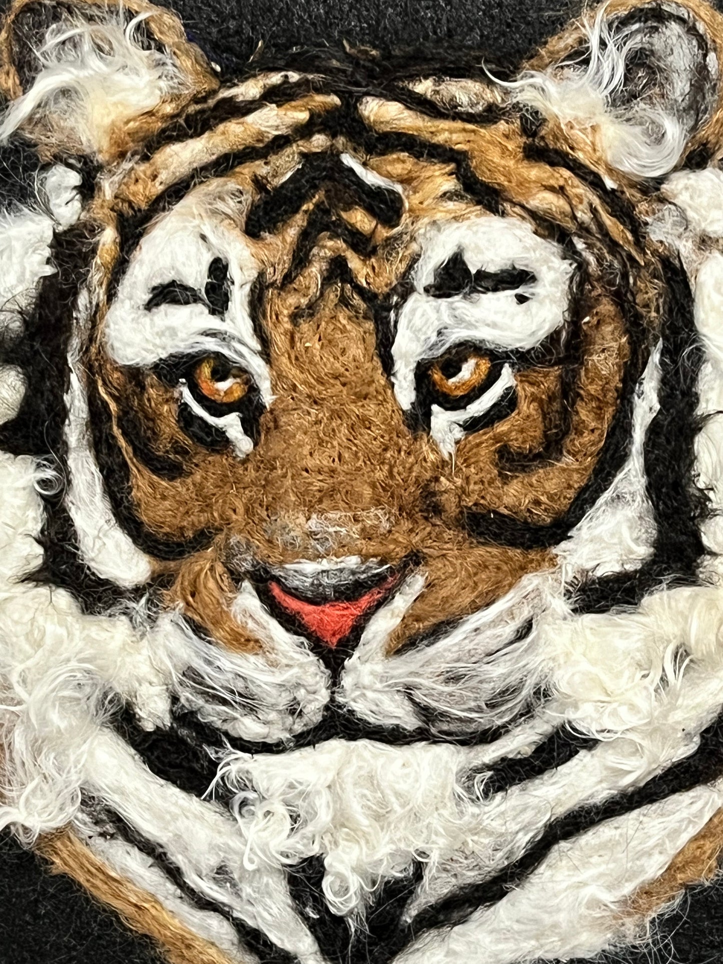 FP112 Felted Tiger Portrait (10x12) | Suri Alpaca Fiber Art