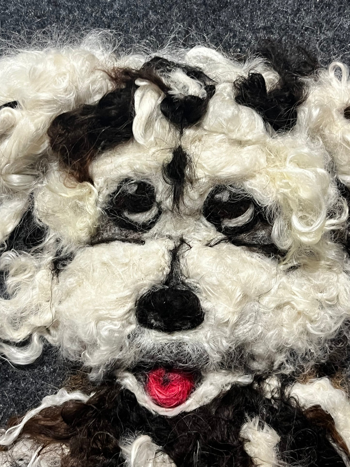 FP124 Felted Dog w/Ball (11x13) White | Suri Alpaca Fiber Art