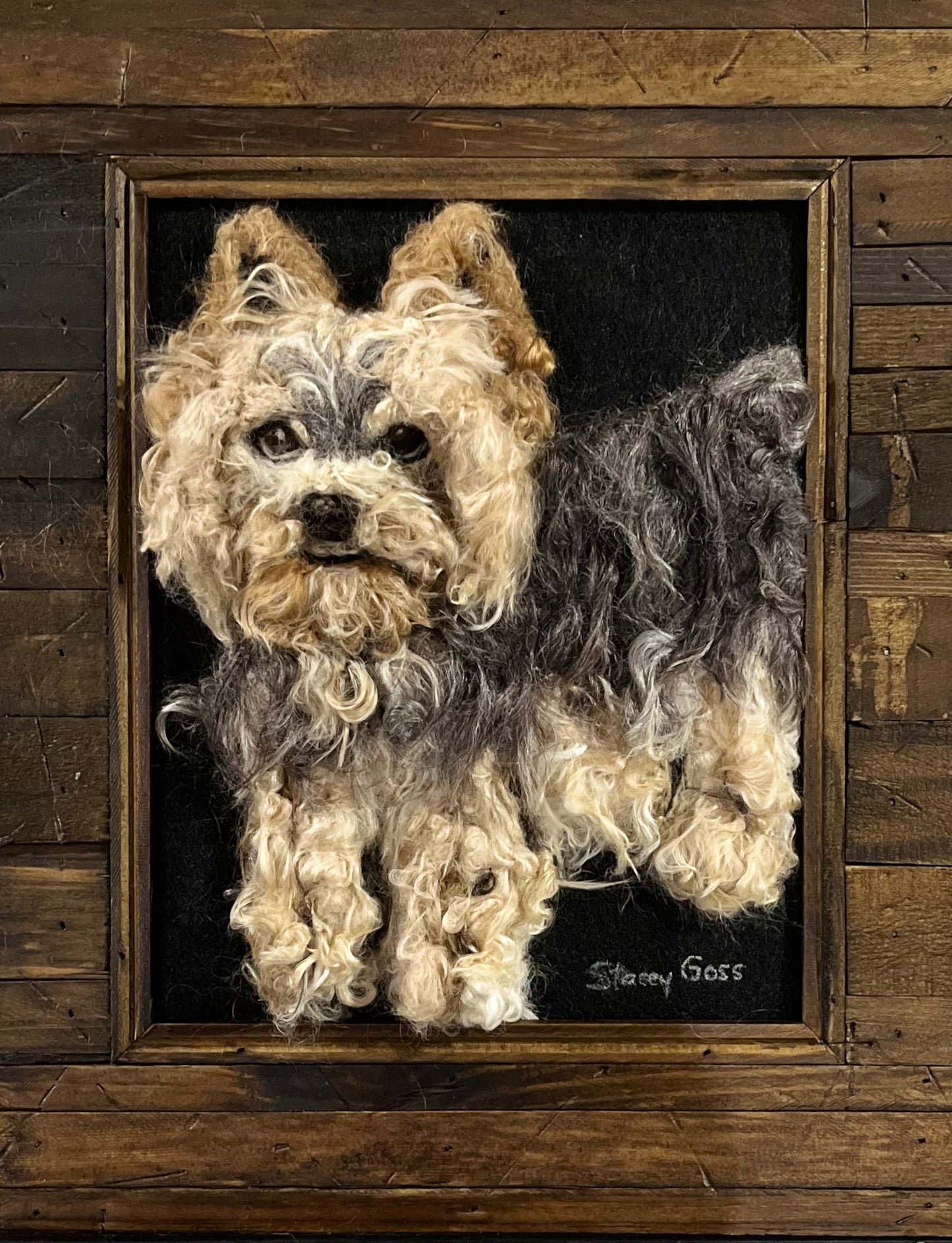 FP127 Felted Dog Portrait (11.75x14.75) | Suri Alpaca Fiber Art