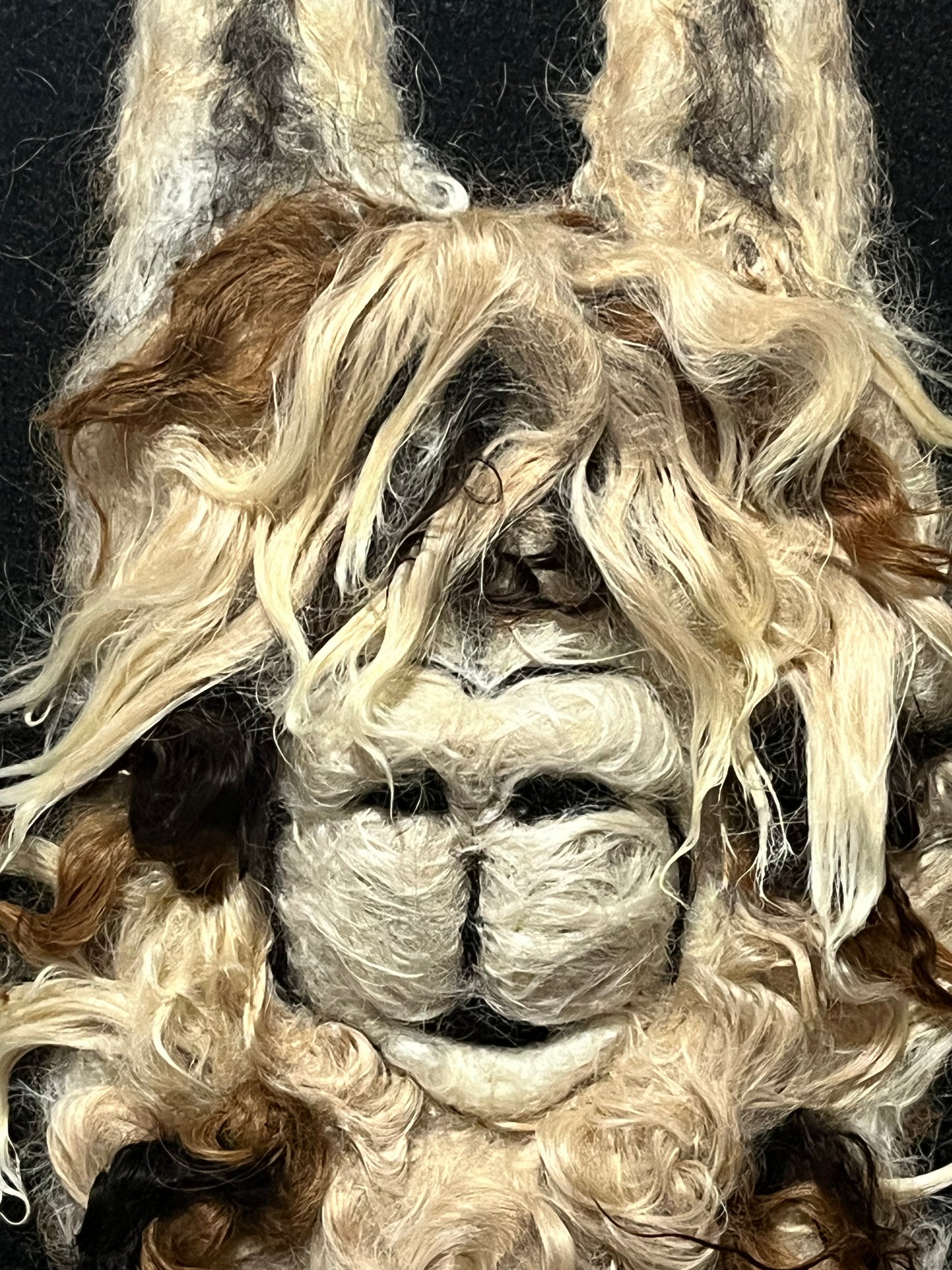 FP137 Felted Suri Alpaca Portrait (9x11) Beige | Suri Alpaca Fiber Art