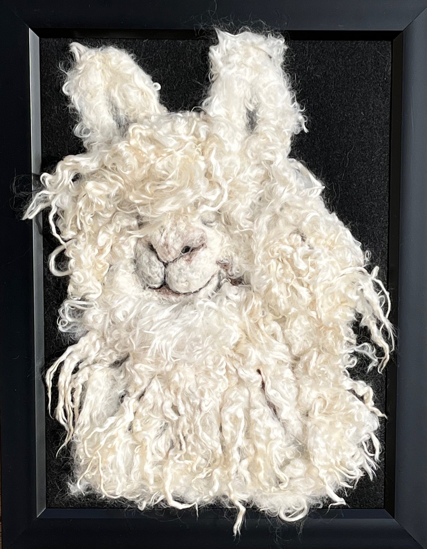 FP140 Felted Suri Alpaca Portrait (14x18) White| Suri Alpaca Fiber Art