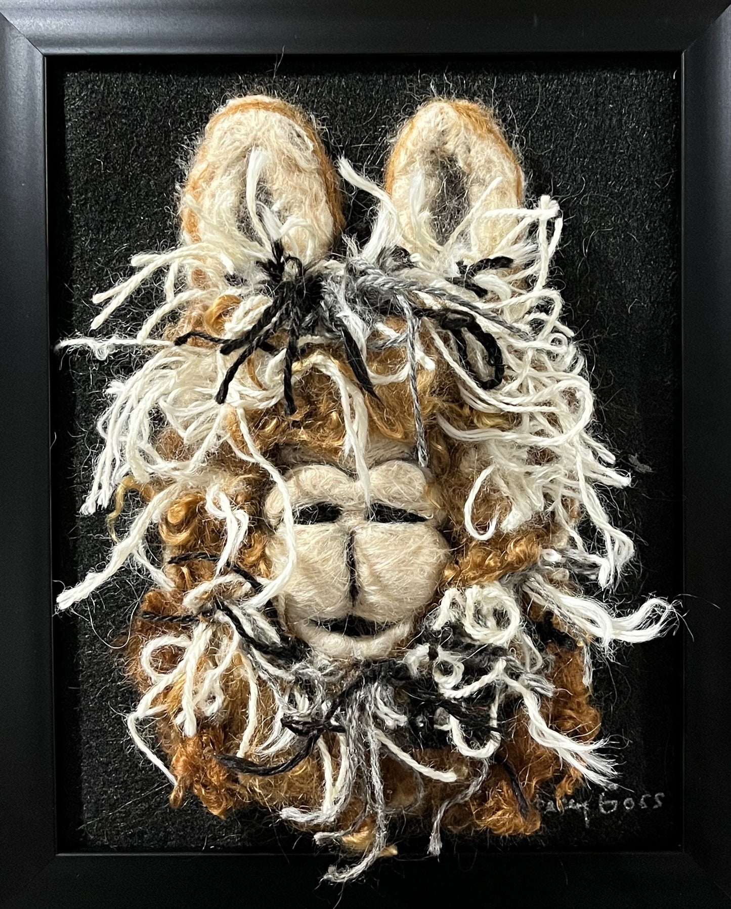 FP145 Felted Suri Alpaca Portrait Fawn w/Yarn | Suri Alpaca Fiber Art
