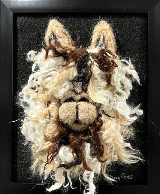 FP147 Felted Suri Alpaca Portrait Brown/Beige | Suri Alpaca Fiber Art