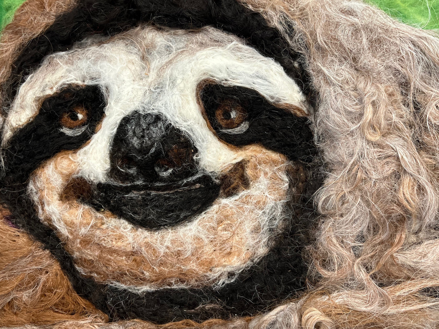 FP150 Felted Sloth (16x13) | Suri Alpaca Fiber Art