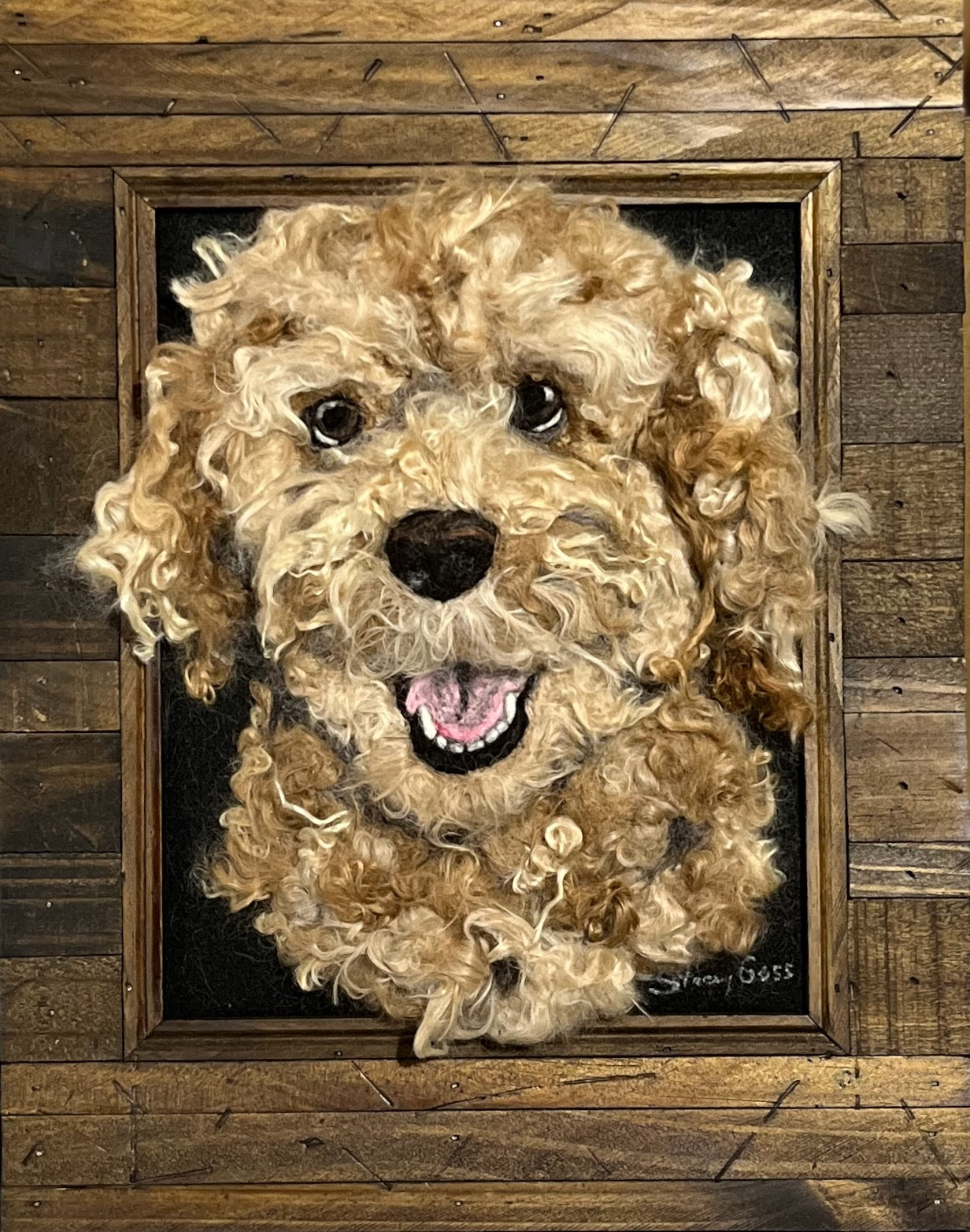 FP304 Felted Dog Portrait (11x15) | Suri Alpaca Fiber Art