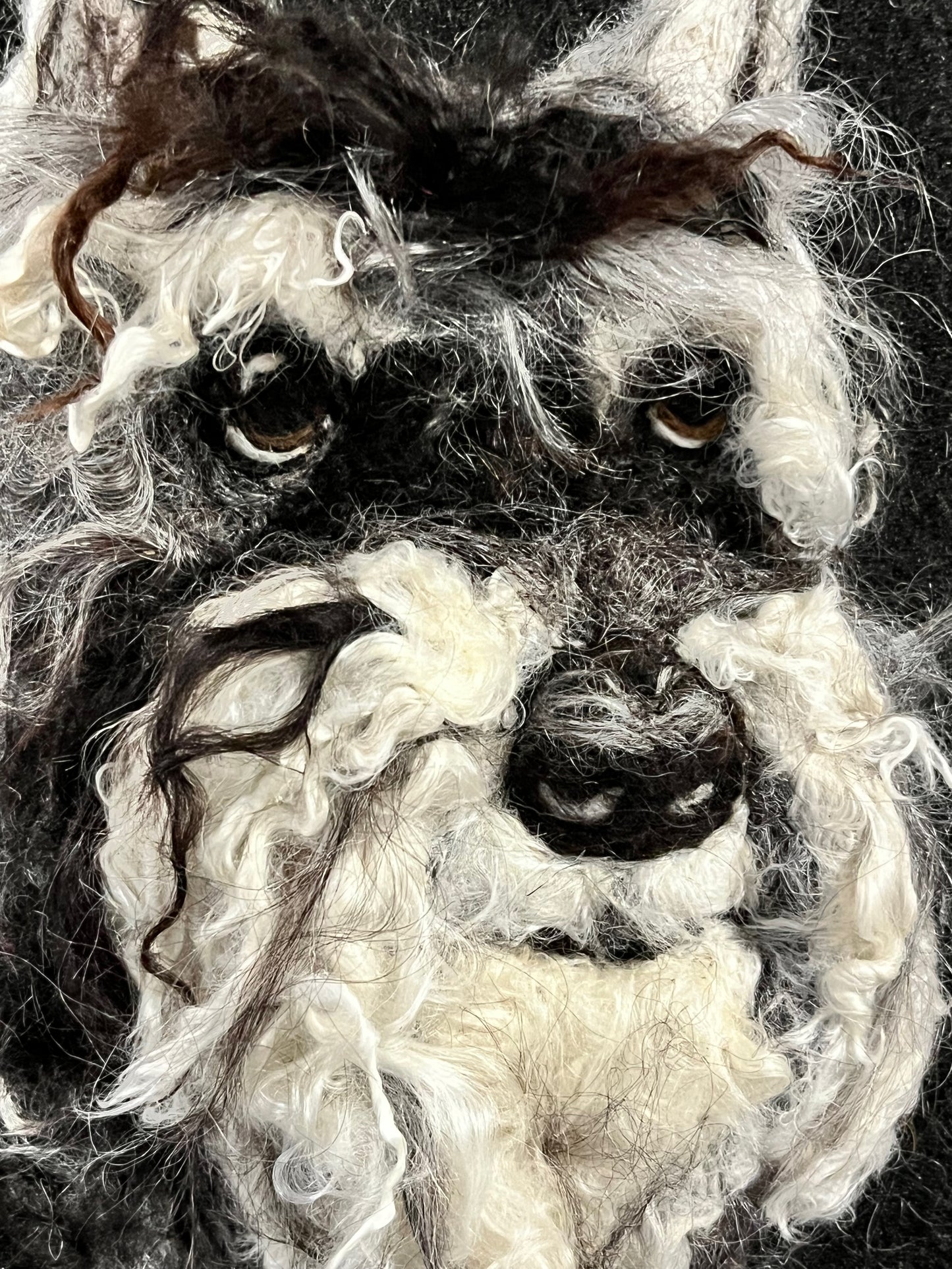FP307 Felted Schnauzer (11x13) Grey White | Suri Alpaca Fiber Art