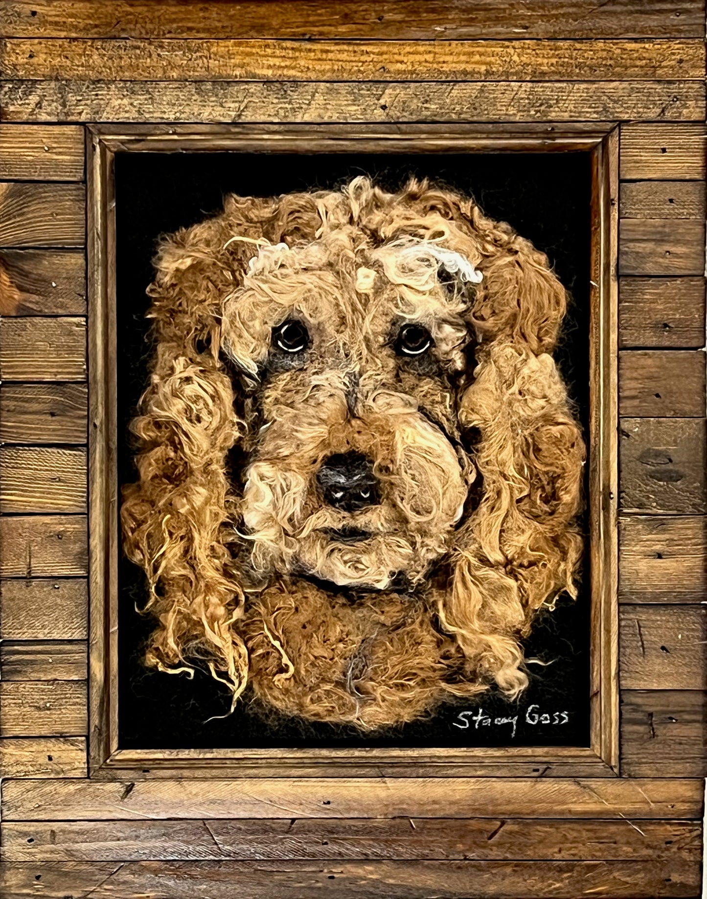 FP311 Felted Doodle Dog Portrait (11x15) | Suri Alpaca Fiber Art