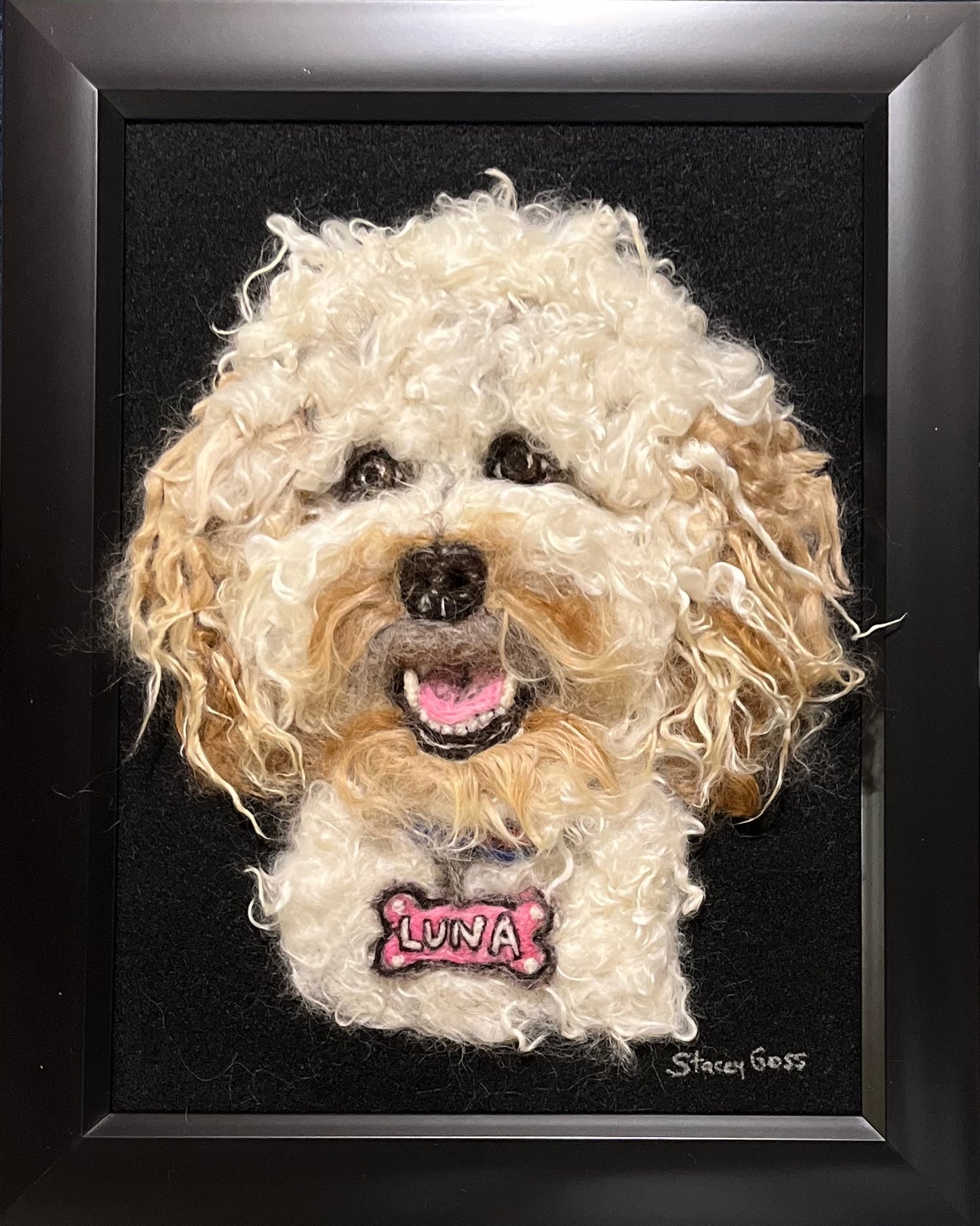 FP316 Felted Poodle Dog Portrait (12x15) | Suri Alpaca Fiber Art