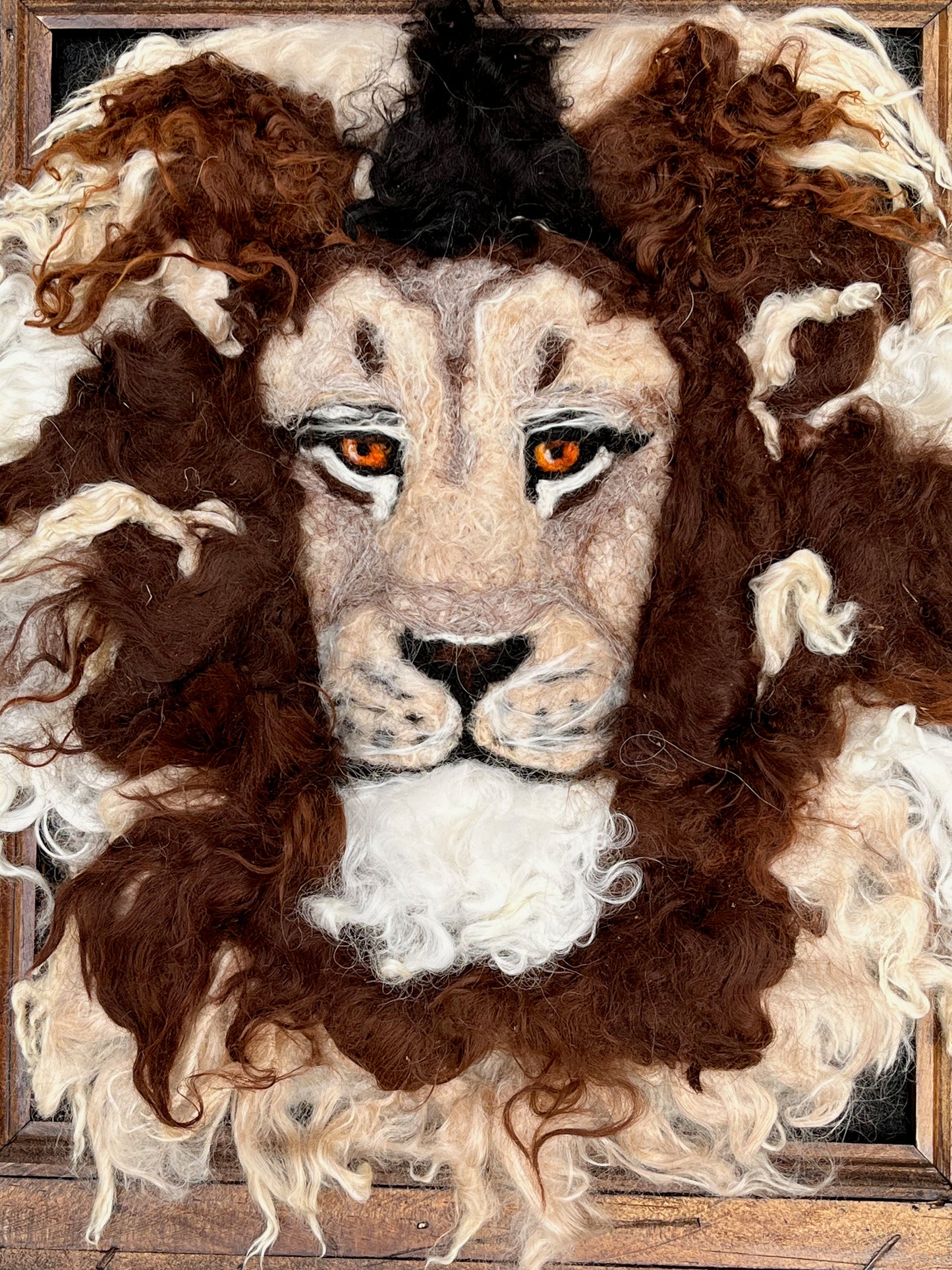 FP33 Felted Lion Portrait (11.75x14.75) Brown Multi