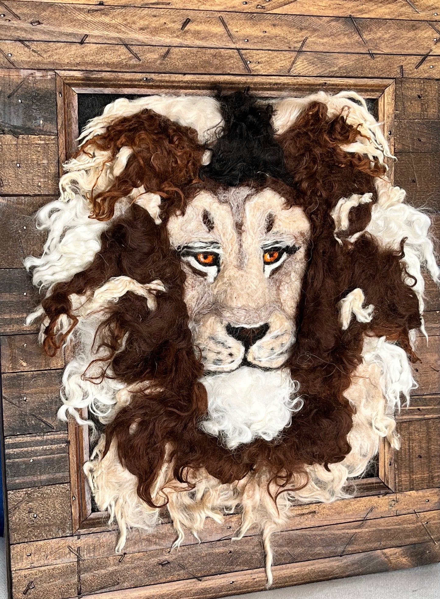 FP33 Felted Lion Portrait (11.75x15) Brown Multi