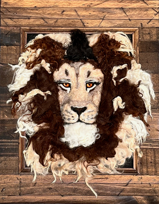 FP33 Felted Lion Portrait (11.75x15) Brown Multi