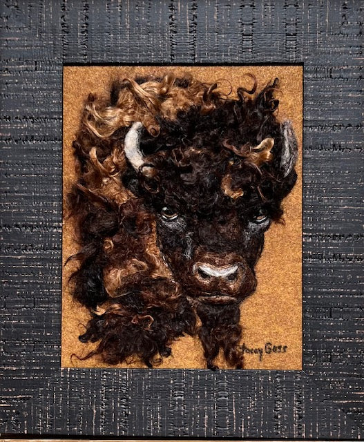 FP401 Felted Buffalo Portrait (11x15) | Suri Alpaca Fiber Art