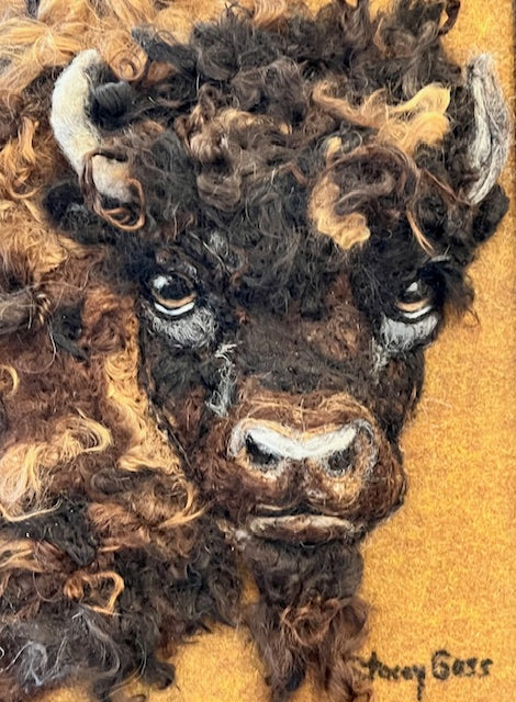 FP401 Felted Buffalo Portrait (11x14) | Suri Alpaca Fiber Art