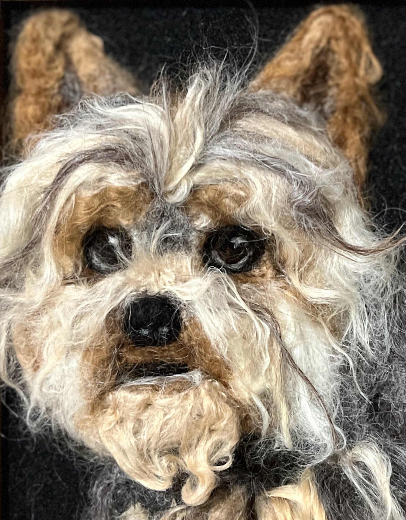 FP305 Felted Yorkie Dog Portrait (10x12) | Suri Alpaca Fiber Art