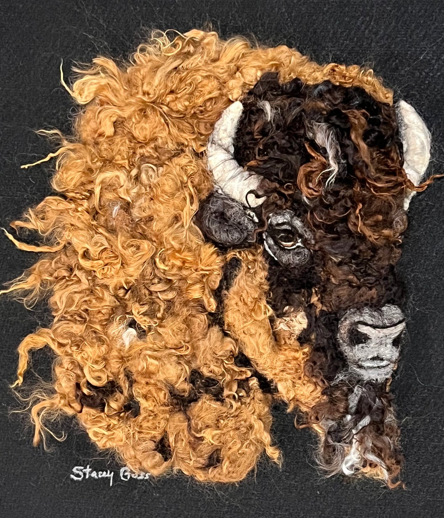 Felted Bison Portrait (13x16) | Suri Alpaca Fiber