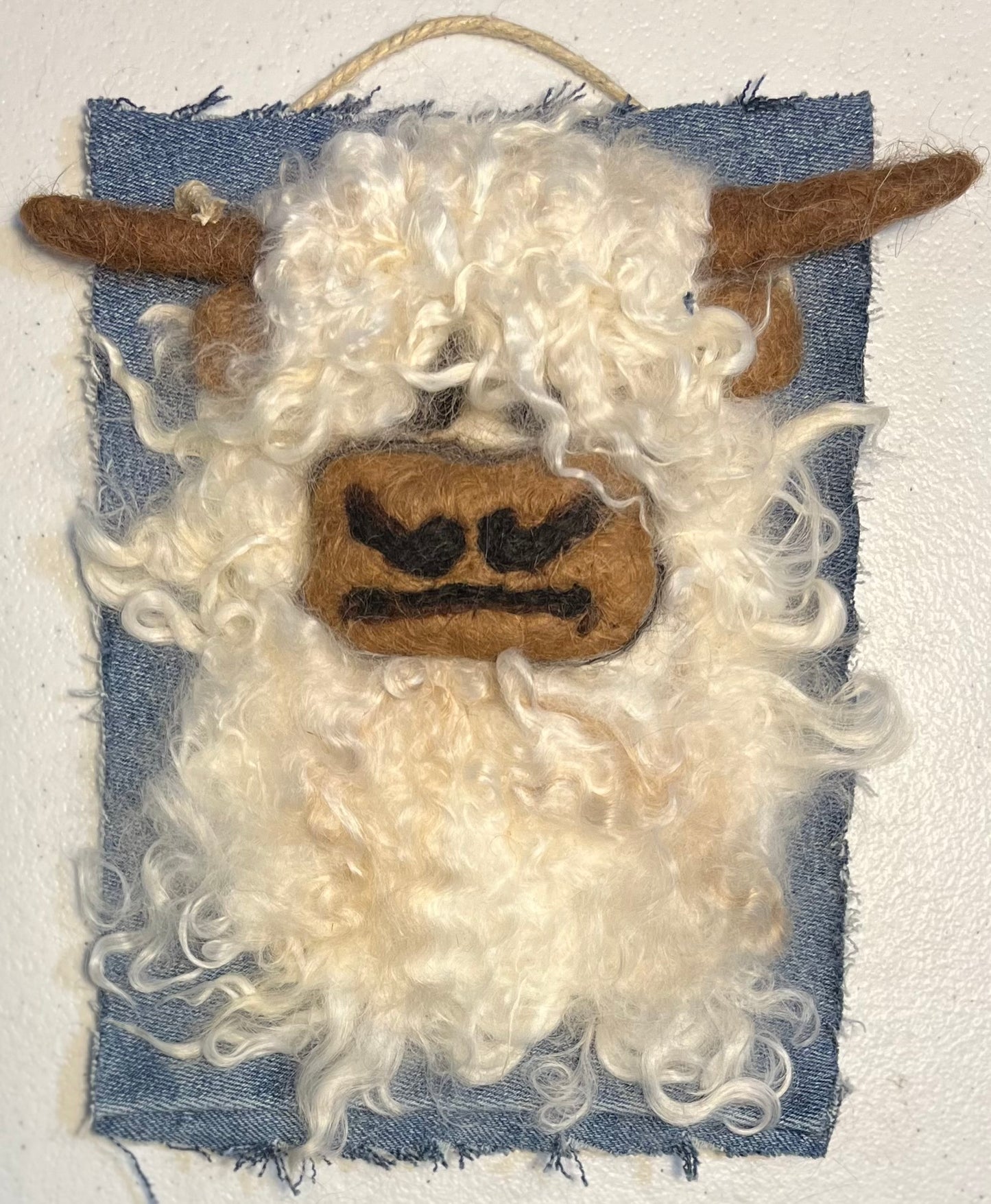 Hanging 5x7 Felted Portraits - Highland Cow | Suri Alpaca Fiber