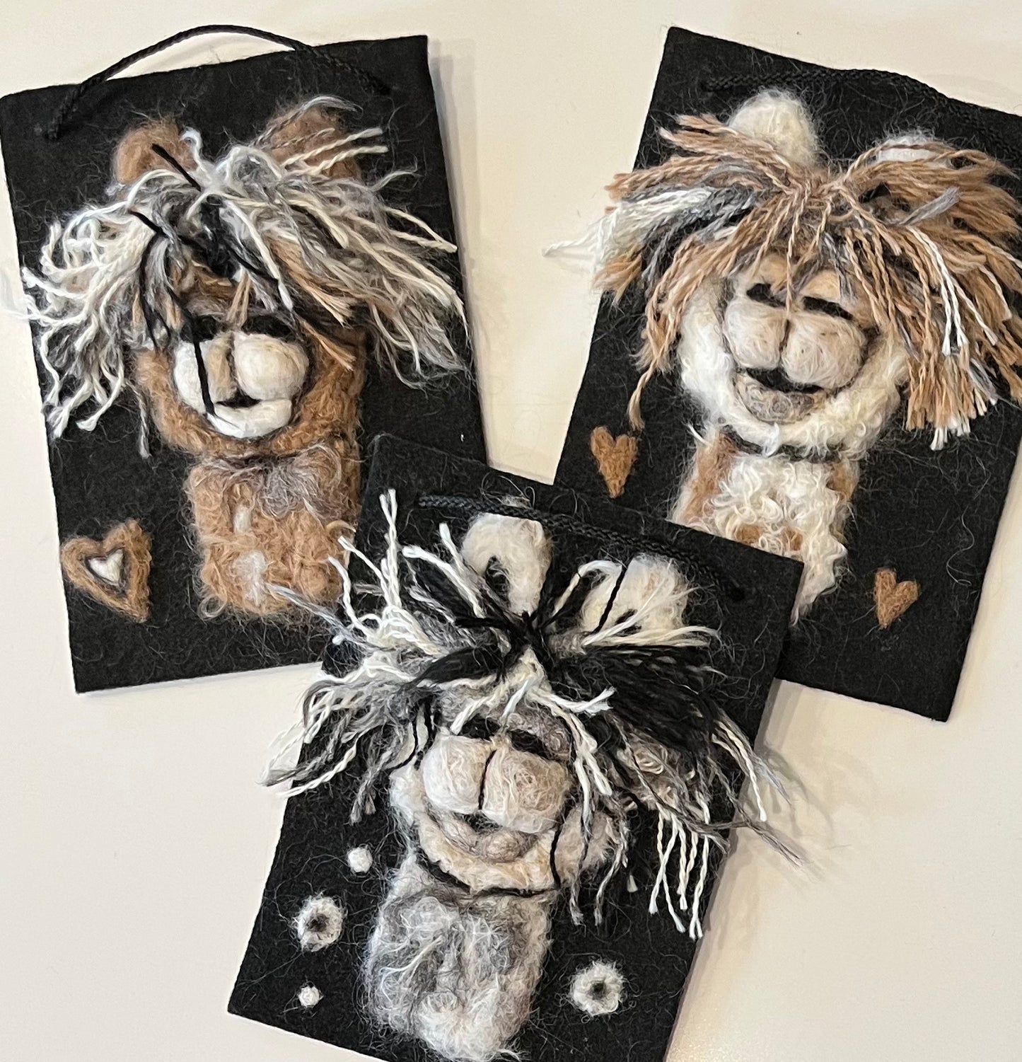 Hanging 5x7 Felted Portraits | Suri Alpaca Fiber