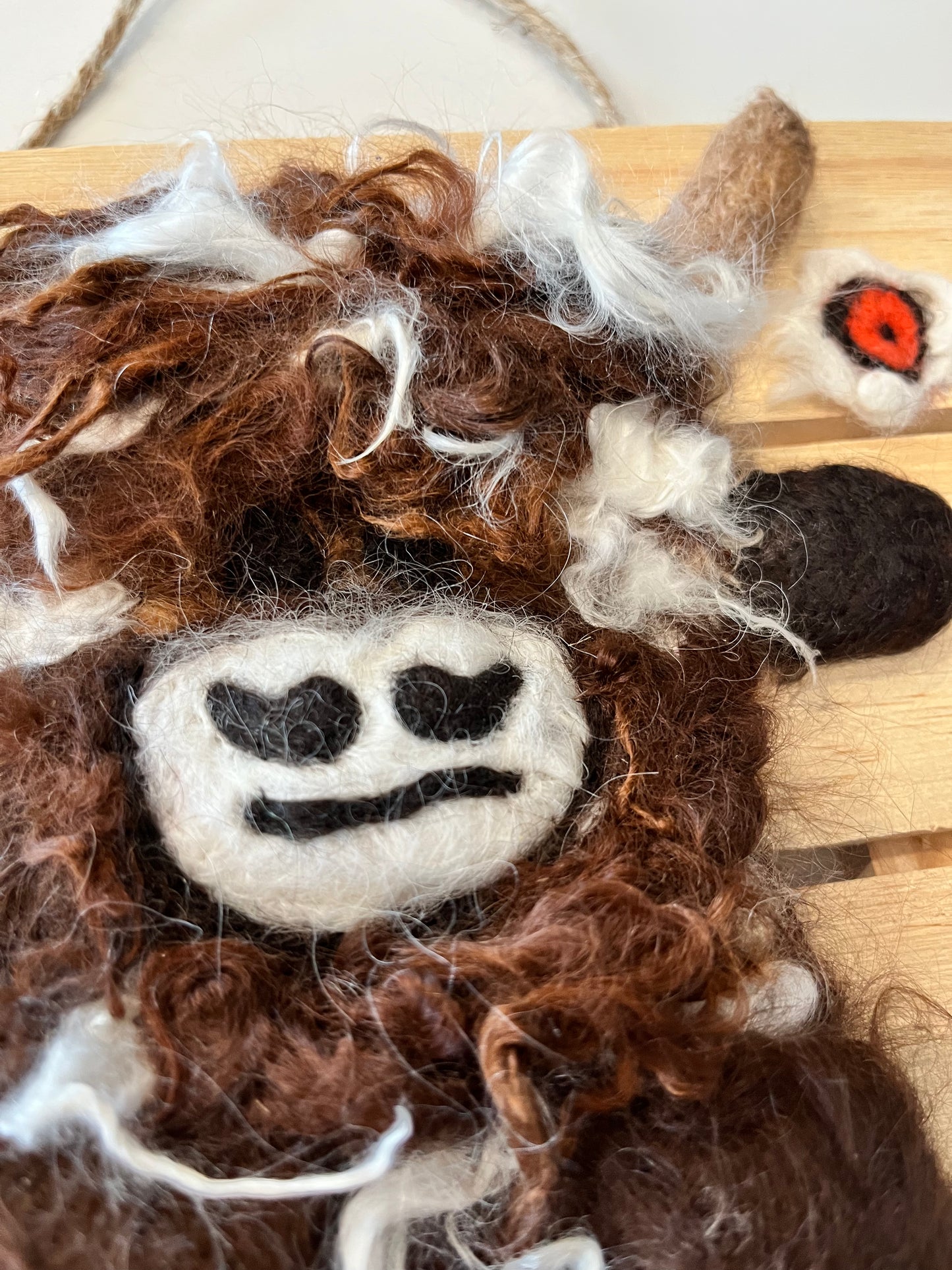 Hanging 10x10 Wood Slat Highland Cow Portraits | Suri Alpaca Fiber