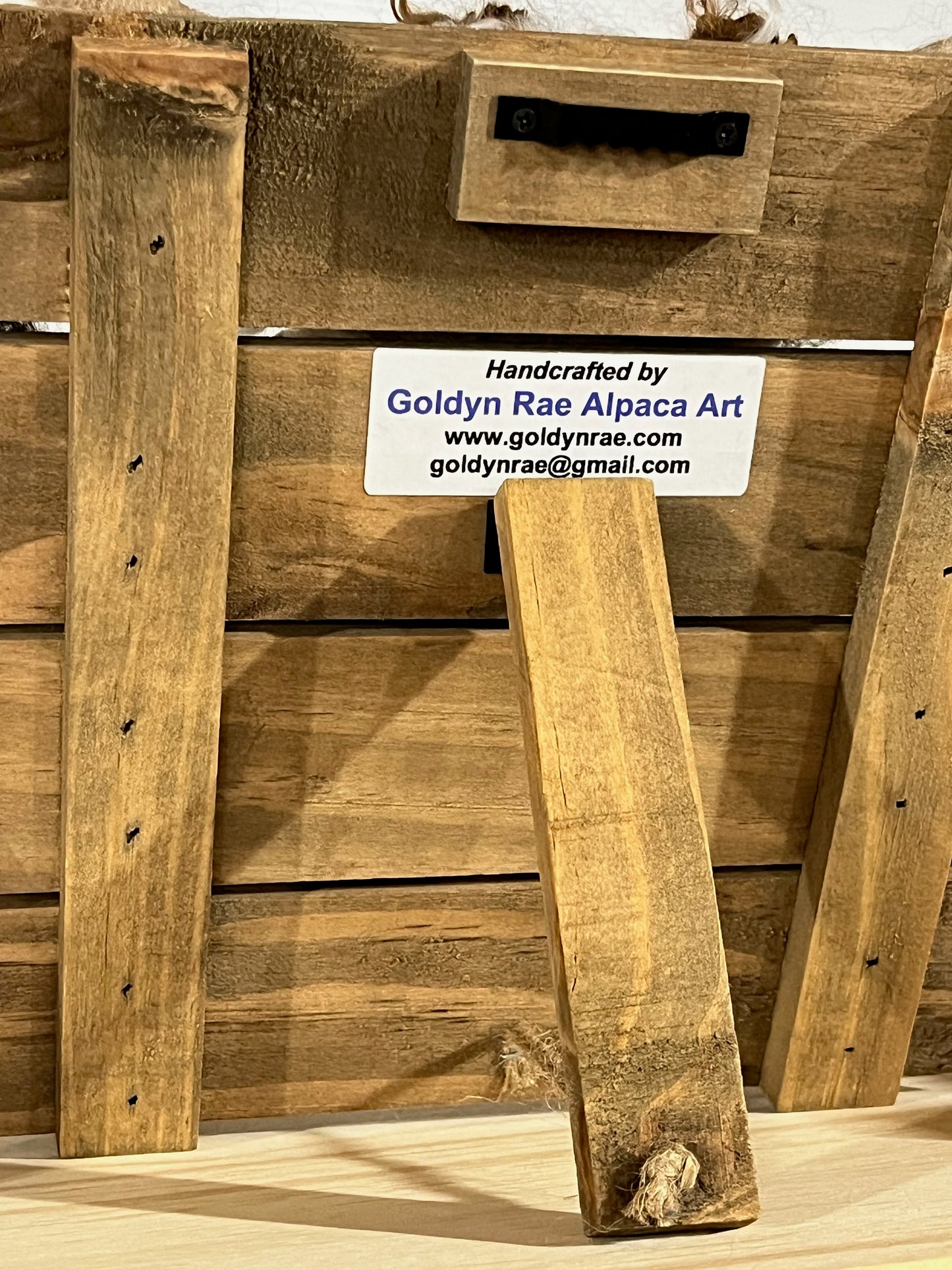 Felted Suri Alpaca Portraits on 8x8 Wood Slat | Suri Alpaca Fiber