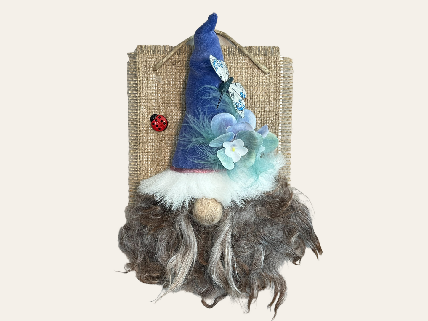 Hanging Gnome w/Alpaca Fiber Beard | Suri Alpaca Fiber Keepsake