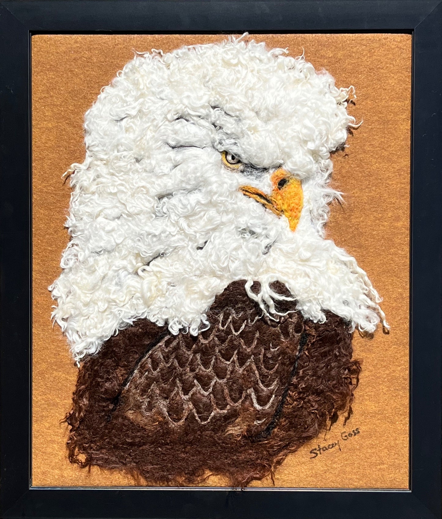 20x24 Needle Felted Eagle w/Suri Alpaca Fiber.