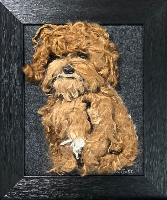 FP312 Felted Doodle Puppy Dog Portrait (11x13) | Suri Alpaca Fiber Art