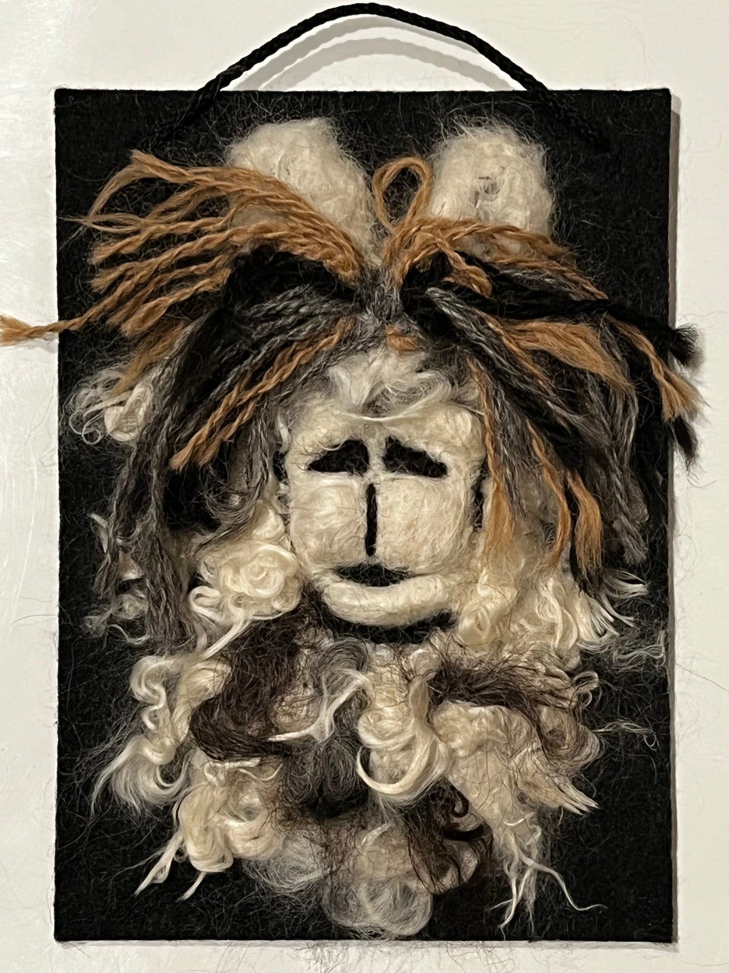 Hanging 5x7 Felted Portraits - Suri Alpaca w/Bangs | Suri Alpaca Fiber