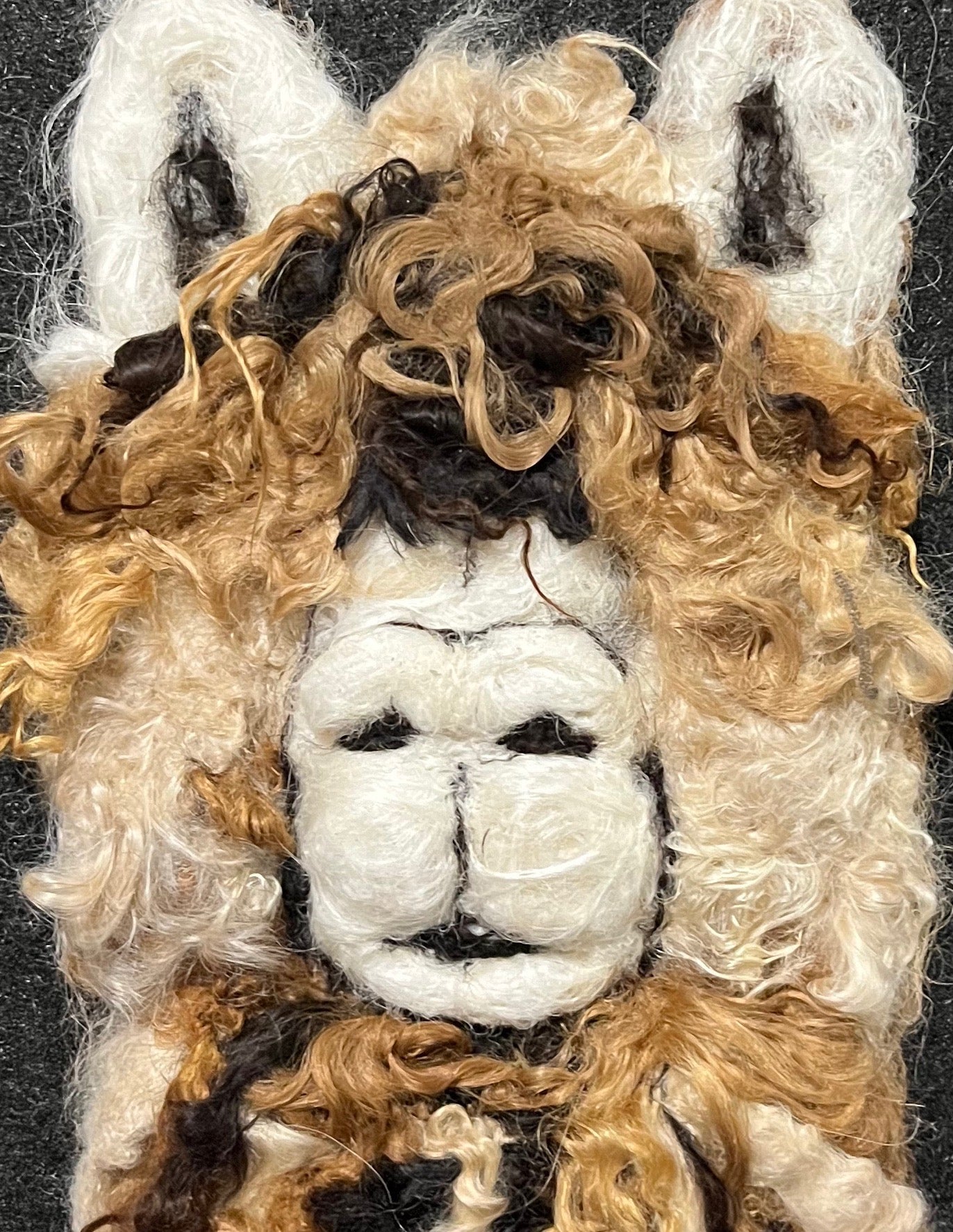 FP133 Felted Suri Alpaca Portrait (9x11) Brown-Black | Suri Alpaca Fiber Art