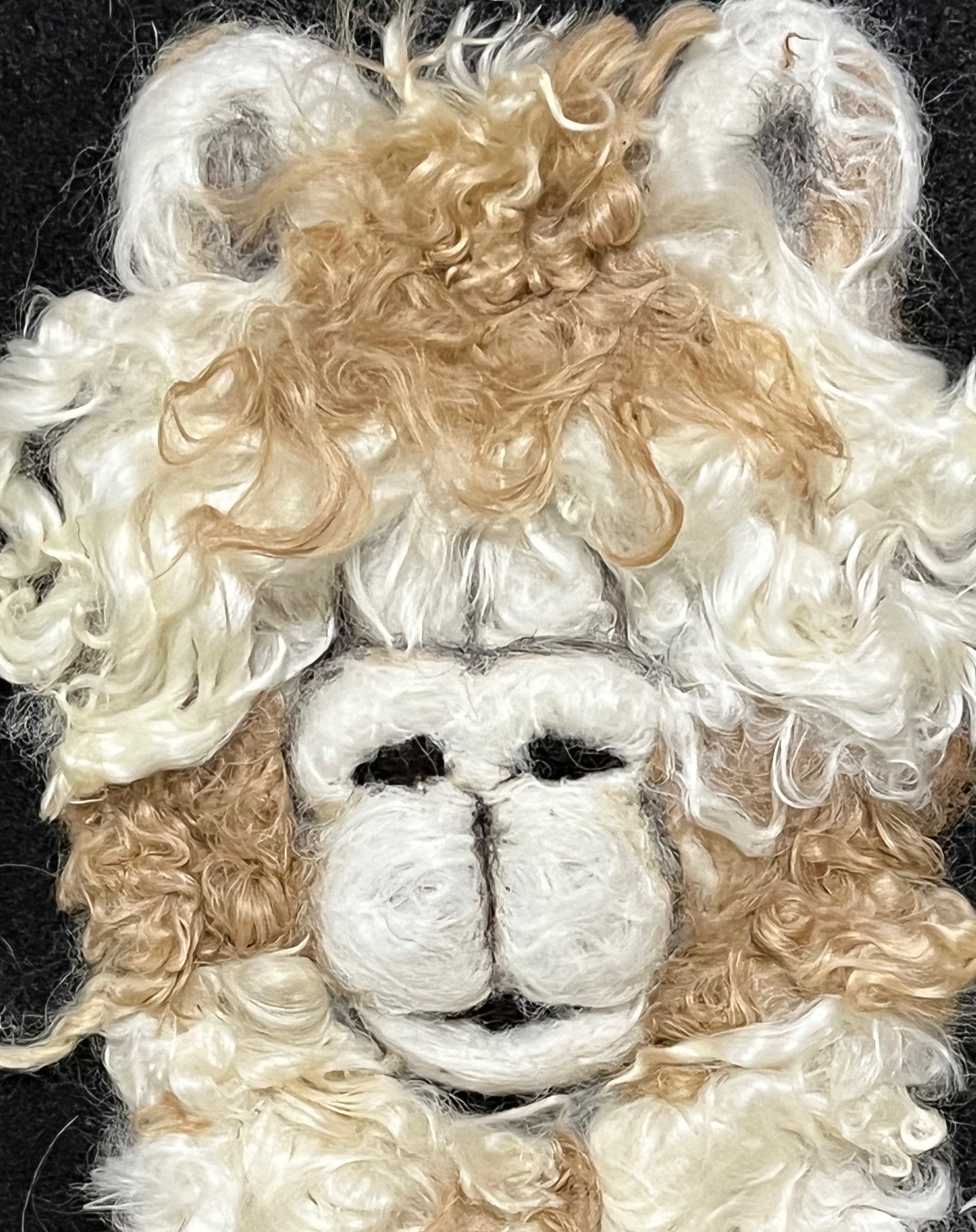 FP134 Felted Suri Alpaca Portrait (9x11) White-Beige | Suri Alpaca Fiber Art