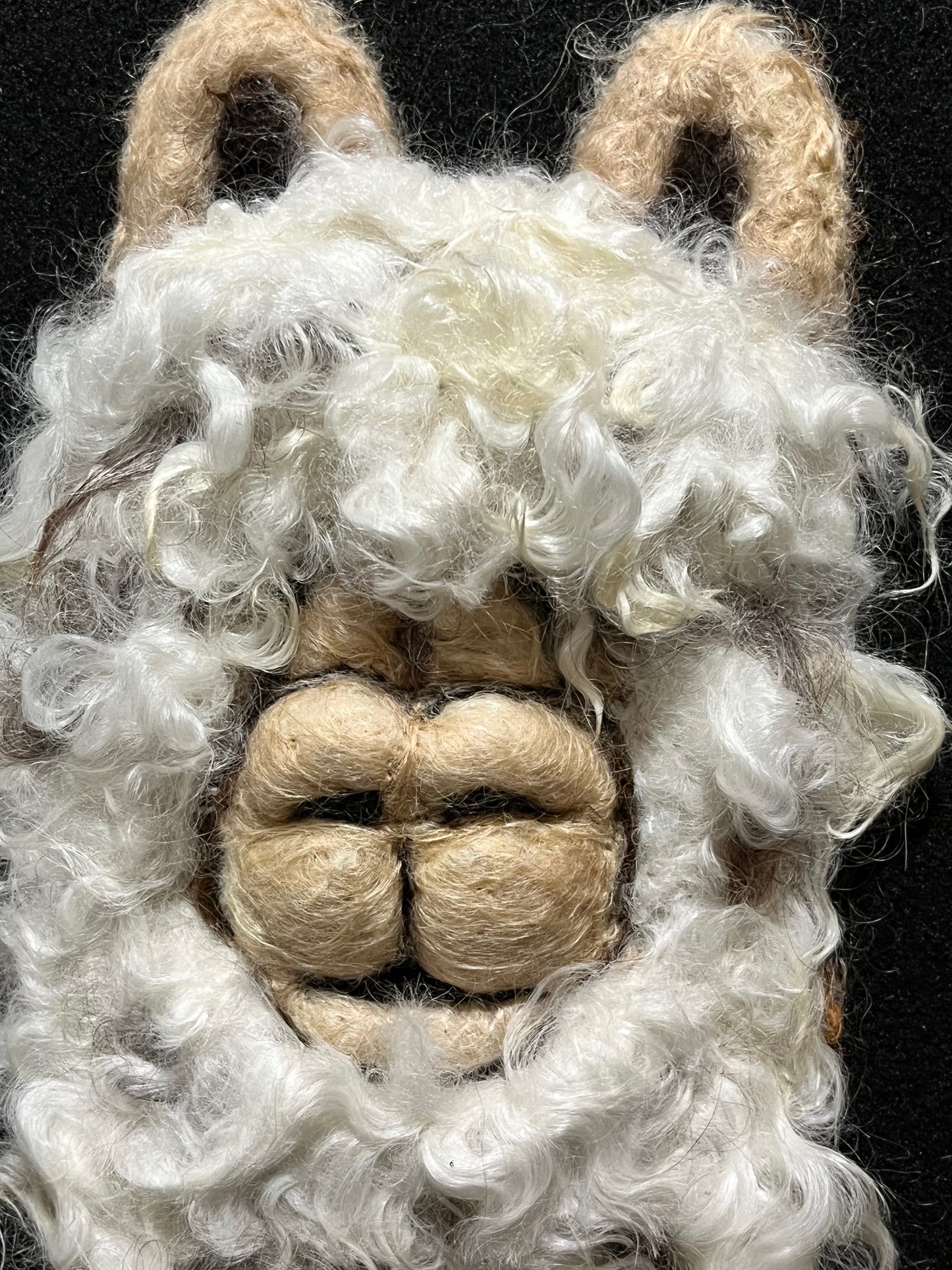 FP135 Felted Suri Alpaca Portrait (9x11) White| Suri Alpaca Fiber Art