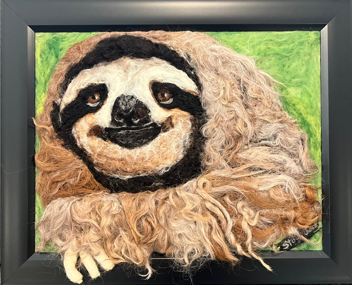 FP150 Felted Sloth (16x13) | Suri Alpaca Fiber Art