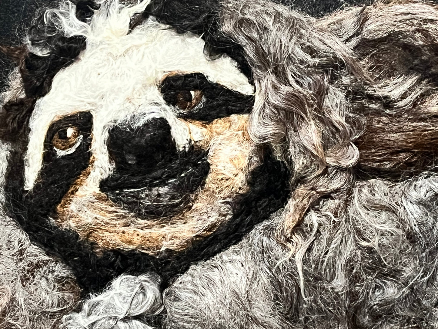 FP154 Felted Sloth (Wood Slat Frame) | Suri Alpaca Fiber Art