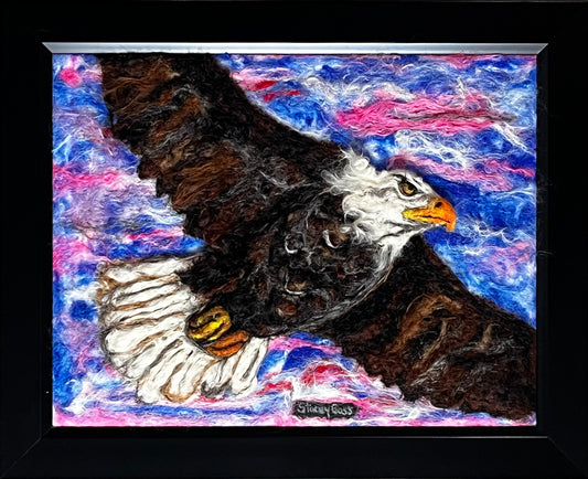 FP176 Felted Soaring Eagle (13x16) | Suri Alpaca Fiber