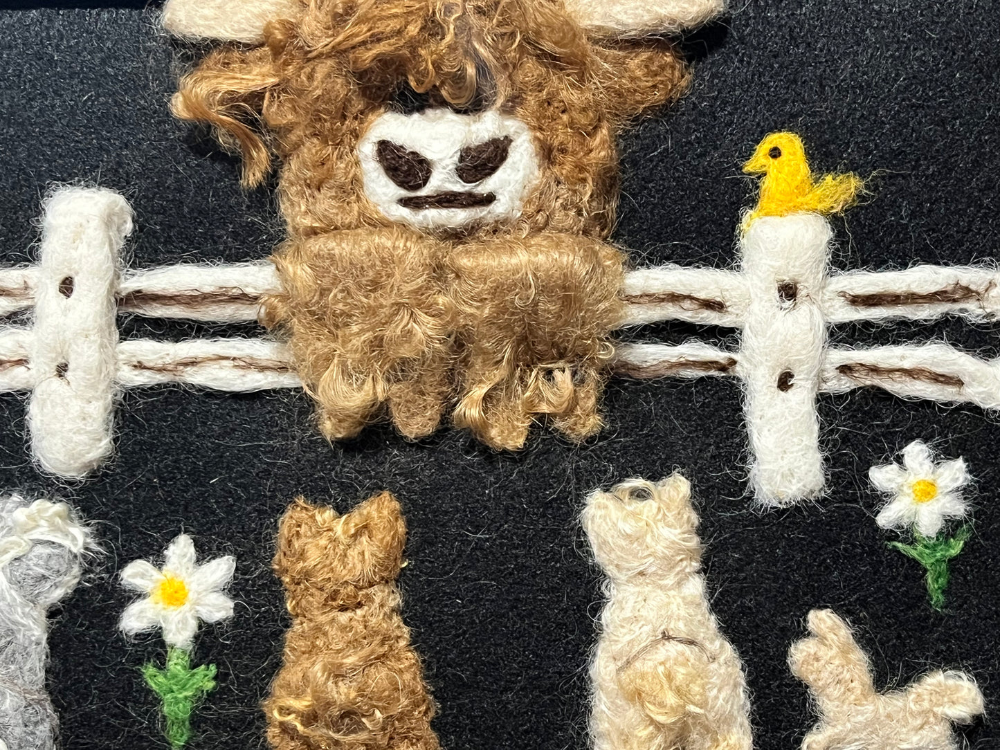 FP201 Top Knot Envy Portrait (Alpacas with Highland Cow) | Suri Alpaca Fiber