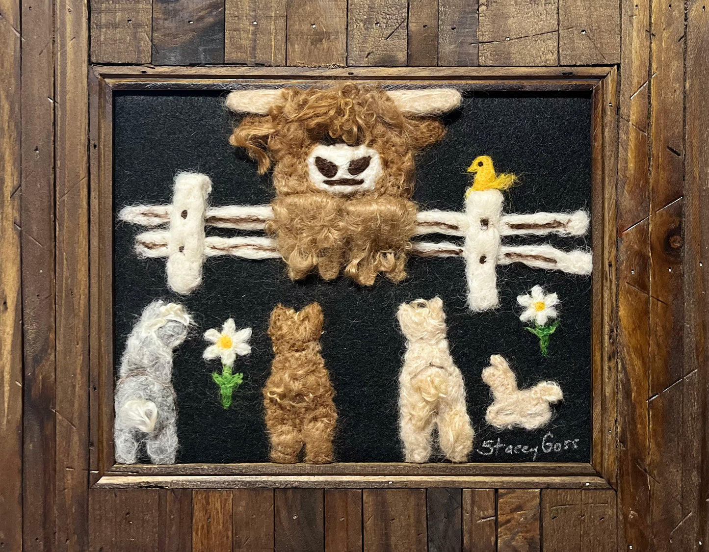 FP201 Top Knot Envy Portrait (Alpacas with Highland Cow) | Suri Alpaca Fiber