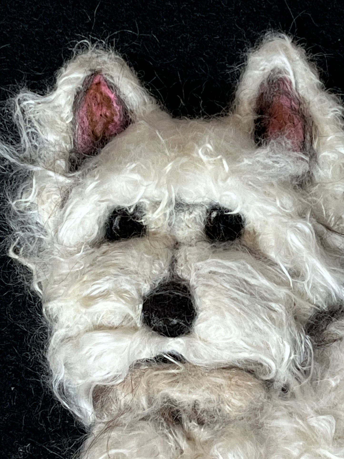 FP310 Felted Westie Dog (10x12) White | Suri Alpaca Fiber Art