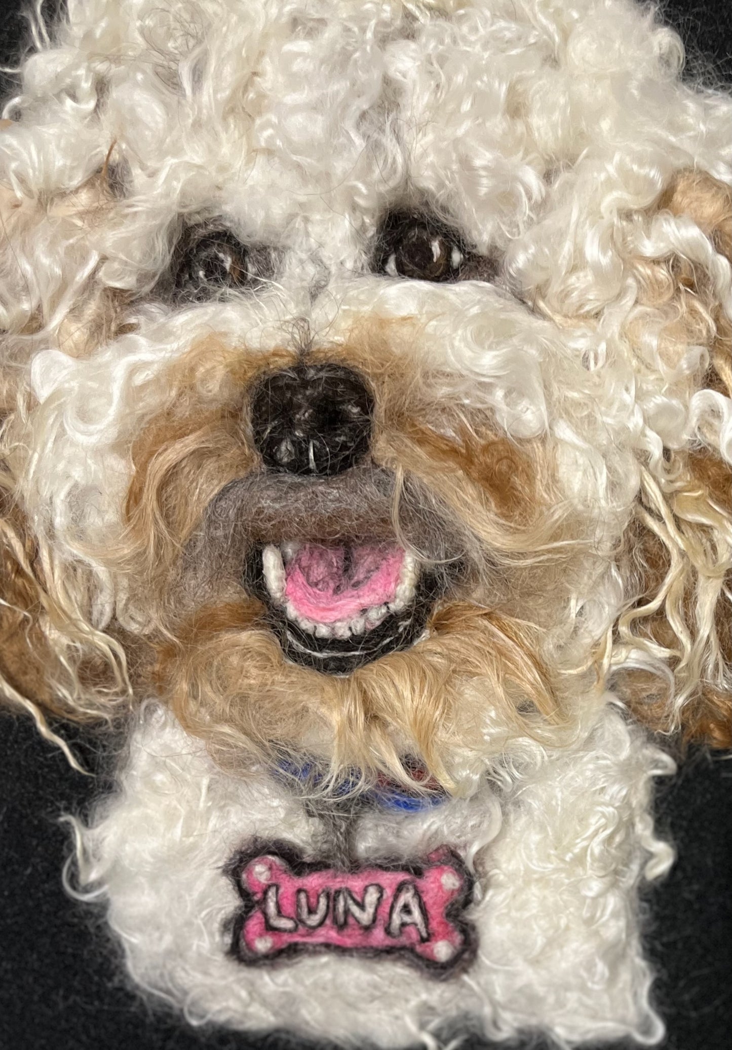 FP316 Felted Poodle Dog Portrait (12x15) | Suri Alpaca Fiber Art