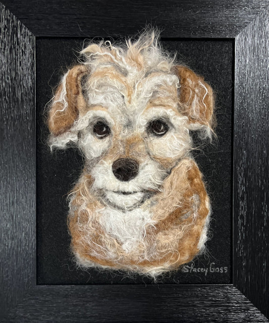 FP317 Felted Dog Portrait (10x12) | Suri Alpaca Fiber Art
