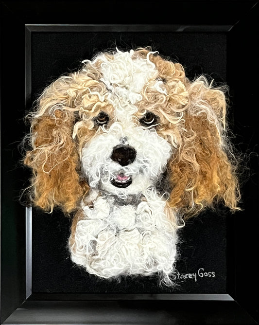 FP318 Felted Poodle Dog Portrait (12x15) | Suri Alpaca Fiber Art