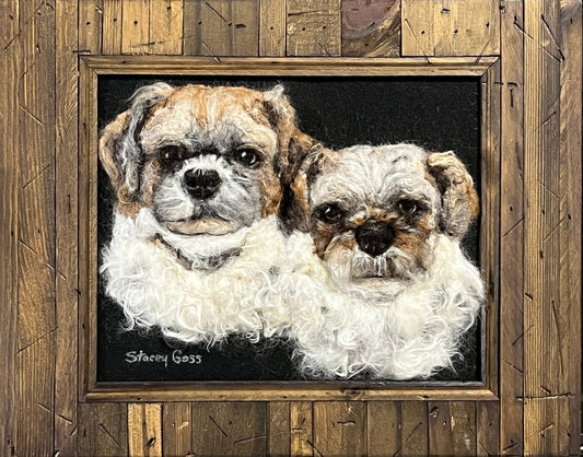 FP322 Felted Dog Portrait (12 x 15 ) | Suri Alpaca Fiber Art