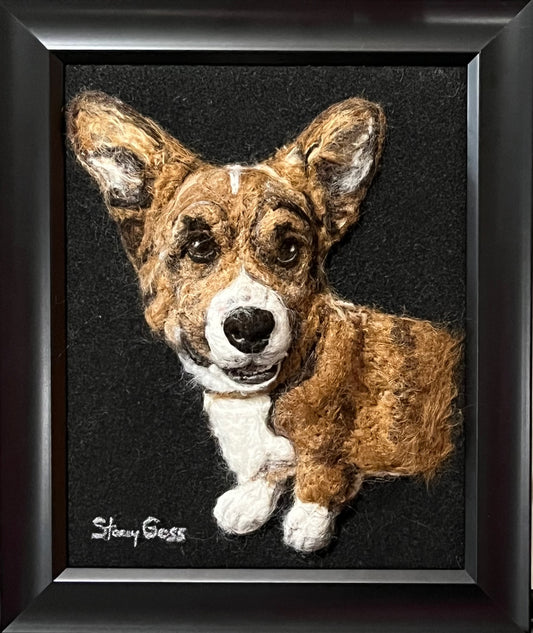 FP323 Felted Dog Portrait (10 x 12 ) | Suri Alpaca Fiber Art