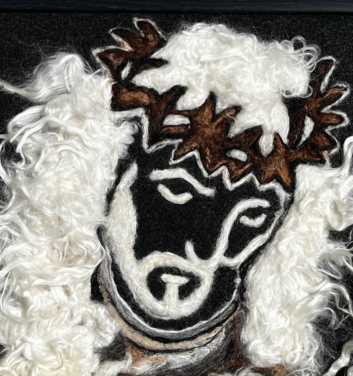 FP72 Felted Lion & Lamb w/Jesus Portrait (20x16) | Suri Alpaca Fiber Art