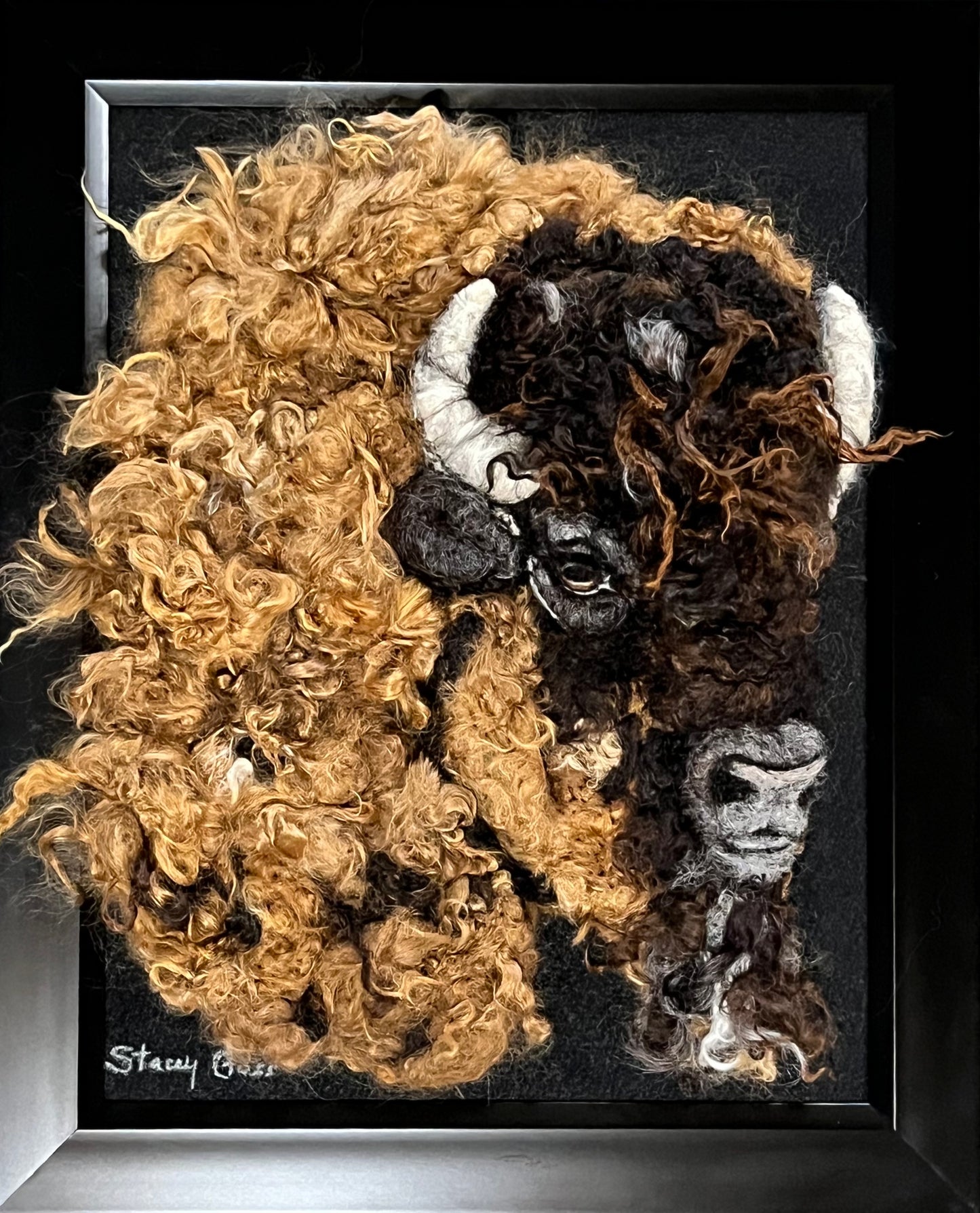 Felted Bison Portrait (13x16) | Suri Alpaca Fiber