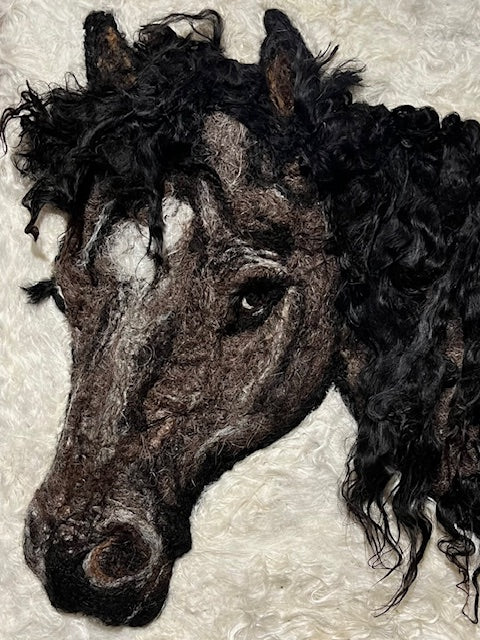 FP180 Felted Horse (Custom) | Suri Alpaca Fiber Art