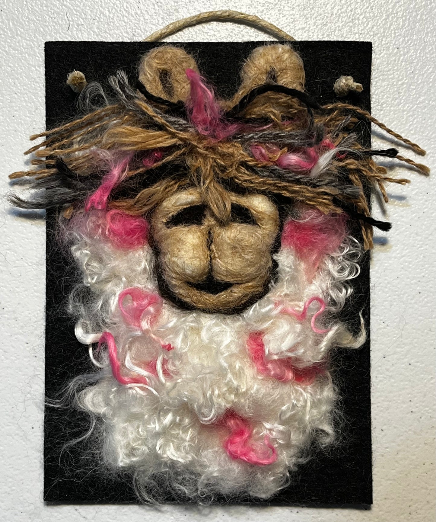 Hanging 5x7 Felted Portraits - Suri Alpaca w/Bangs | Suri Alpaca Fiber