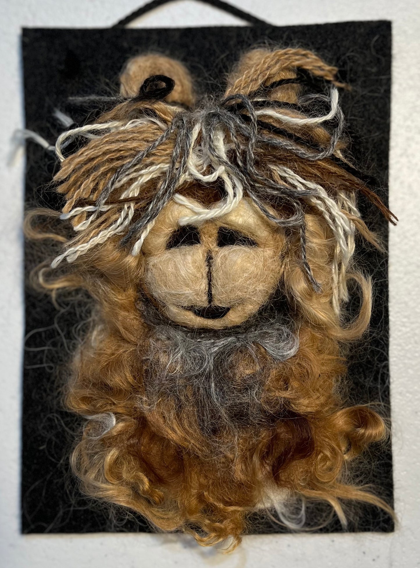 Hanging 5x7 Felted Portraits - Suri Alpaca w/Bangs | Suri Alpaca Fiber