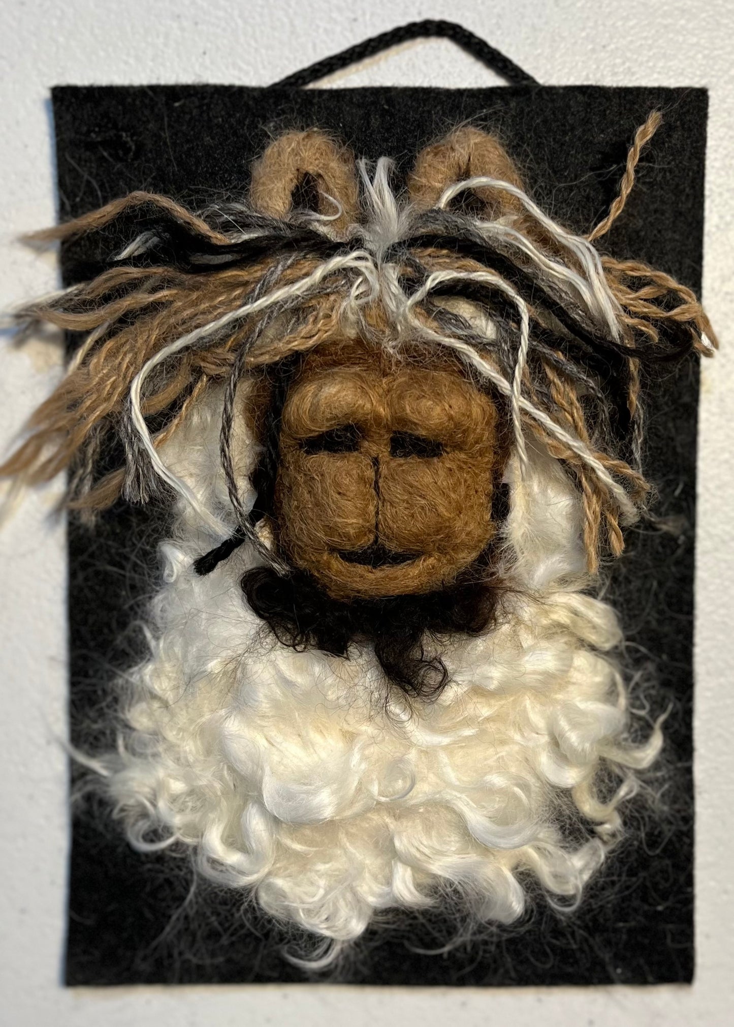 Hanging 5x7 Felted Portraits - Suri Alpaca w/Bangs | Suri Alpaca Fiber