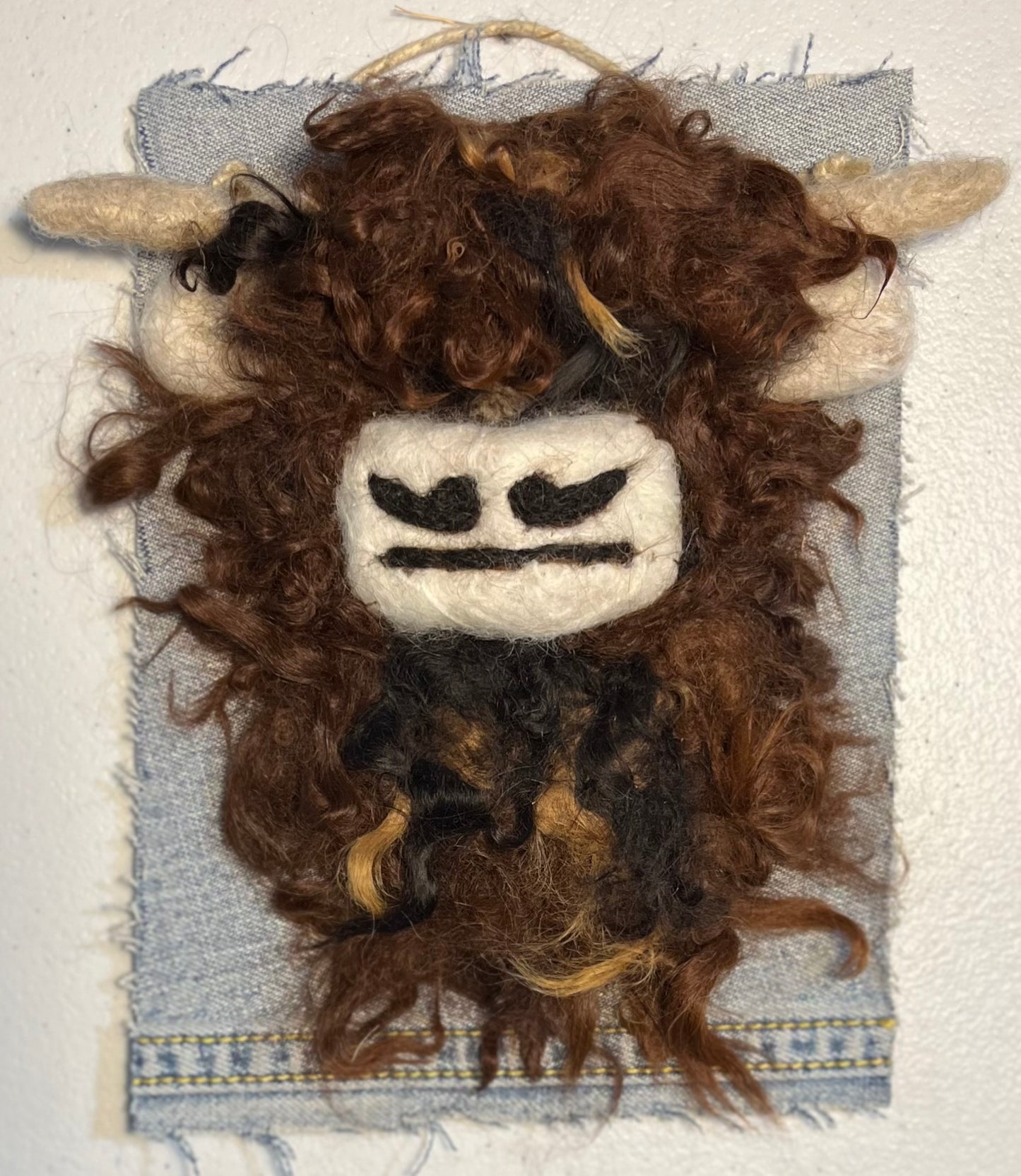 Hanging 5x7 Felted Portraits - Highland Cow | Suri Alpaca Fiber